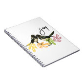 "Two for Joy" - Twee eksters met bloemenaccent Notitieboek (Rechterzijde)