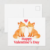 Two Foxes with Heart – Valentine’s Day Illustratio Briefkaart (Voorkant / Achterkant)
