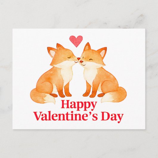 Two Foxes with Heart – Valentine’s Day Illustratio Briefkaart (Voorkant)