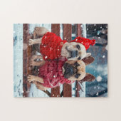 Two Frenchies In Winter Knitwear Legpuzzel (Horizontaal)