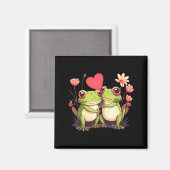 Two Frogs Valentines Day Love On Couple Frog  Magneet (Voorkant / Achterkant)