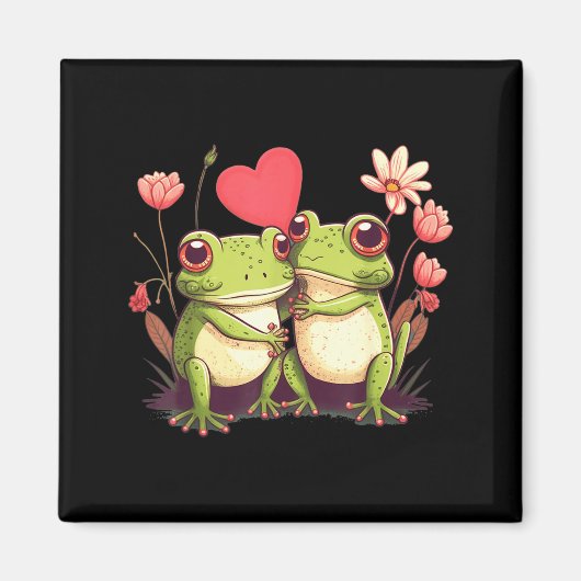 Two Frogs Valentines Day Love On Couple Frog  Magneet (Voorkant)