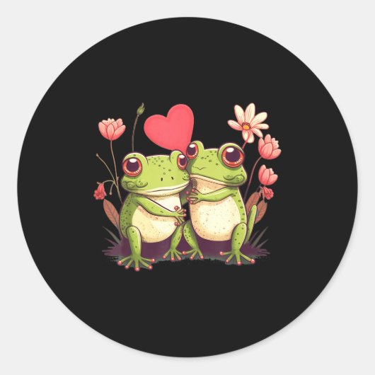 Two Frogs Valentines Day Love On Couple Frog  Ronde Sticker (Voorkant)