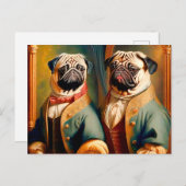 Two Funny Anthropomorphic Vintage Pug Briefkaart (Voorkant / Achterkant)