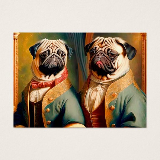 Two Funny Anthropomorphic Vintage Pug Visitekaartje (Voorkant)