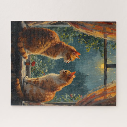 Two ginger cats sitting in front of a window legpuzzel (Horizontaal)