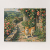 Two Ginger Cats walking along a path Legpuzzel (Horizontaal)