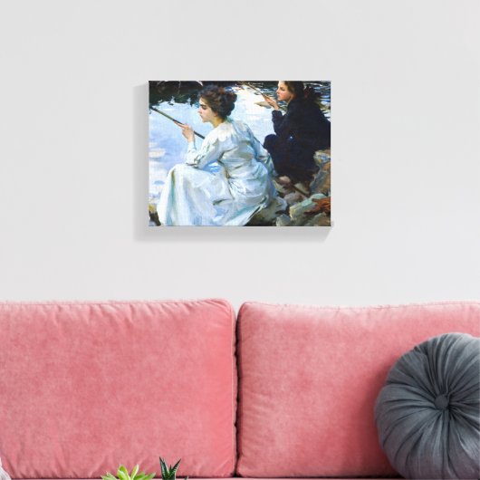 Two Girls Vist, 1912 door John Singer Sargent Canvas Afdruk (Insitu (Woonkamer))