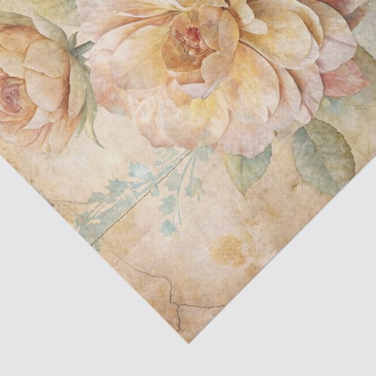 Two Gorgeous Peonies on a Collage Background Tissuepapier (Detail)