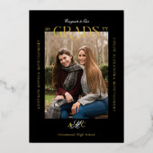 Two Graduates Joint Double Graduation Announcement Folie Uitnodiging (Voorkant)