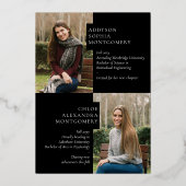 Two Graduates Joint Double Graduation Announcement Folie Uitnodiging (Achterkant)