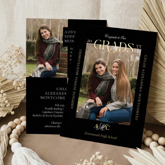 Two Graduates Joint Double Graduation Announcement Folie Uitnodiging