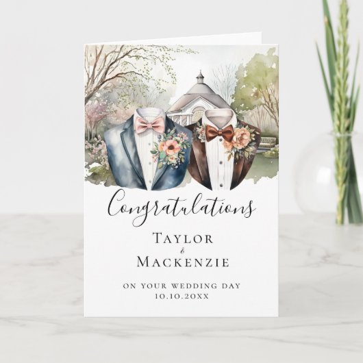 Two Grooms Garden Congratulations on Wedding Day Kaart (Voorkant)