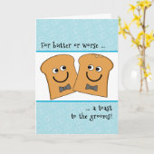 Two Grooms Gay Wedding Congratulations Funny Toast Kaart (Gele Bloem)