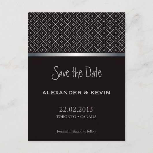 Two Grooms-Gay zwart patroon bruiloft | BRIEFKAART (Voorkant)