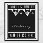 Two Grooms Tuxedo en Bow Stropdassen Zwart-wit Wijn Etiket (Enkel label)
