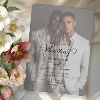 Two Grooms Wedding Photo Template Kaart
