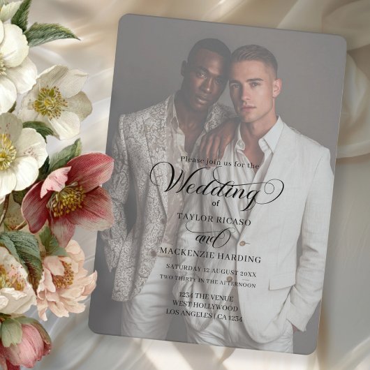 Two Grooms Wedding Photo Template Kaart