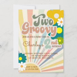 TWO GROOVY, 2DE VERJAARDAG, ZONNESCHIJN, Uitnodigi Kaart