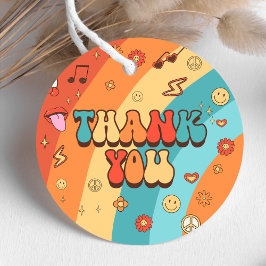 Two Groovy Babe Retro Rainbow 2nd Birthday Party Bedankjes Labels