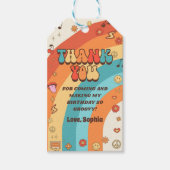 Two Groovy Babe Retro Rainbow 2nd Birthday Party Cadeaulabel (Voorkant)