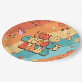 Two Groovy Babe Retro Rainbow 2nd Birthday Party Papieren Bordje (Gekanteld)