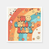 Two Groovy Babe Retro Rainbow 2nd Birthday Party Servet (Voorkant)