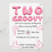 Two Groovy Birthday Invitation Kaart (Voorkant / Achterkant)