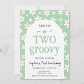 TWO groovy Mint Green Daisy 2nd Birthday Kaart (Voorkant)