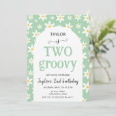 TWO groovy Mint Green Daisy 2nd Birthday Kaart (Staand voorkant)