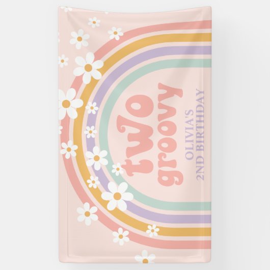 TWO Groovy Pastel regenboog 2ND Spandoek (Verticaal)