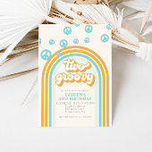 TWO Groovy Retro Boy 2ND Birthday Invitation Kaart