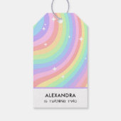 Two Groovy Retro Pastel Rainbow 2nd Birthday Cadeaulabel (Achterkant)