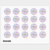 Two Groovy Retro Pastel Rainbow 2nd Birthday Round Ronde Sticker (Vel)