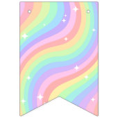 Two Groovy Retro Pastel Rainbow 2nd Happy Birthday Vlaggetjes (Eerste vlag)