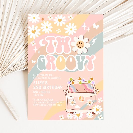 TWO Groovy Van 2nd Pastel Groovy Verjaardag Kaart