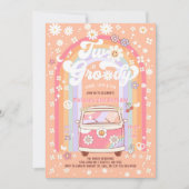 TWO Groovy Van Daisy Hippie 70s 2e verjaardag Kaart (Voorkant)