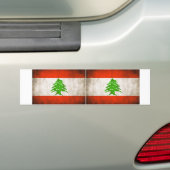 TWO Grungy Libanon vlag Bumpersticker (Op auto)