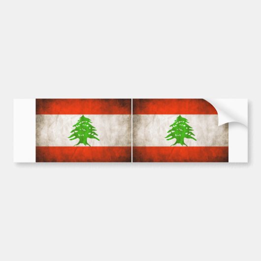 TWO Grungy Libanon vlag Bumpersticker (Voorkant)