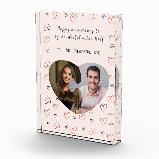 Two Halves of One Heart Anniversary Photo Block Fotoblokken (Rechts)