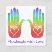 Two Hands Hearts Hamsa Rainbow aangepaste QR-code Vierkante Visitekaartje (Voorkant)