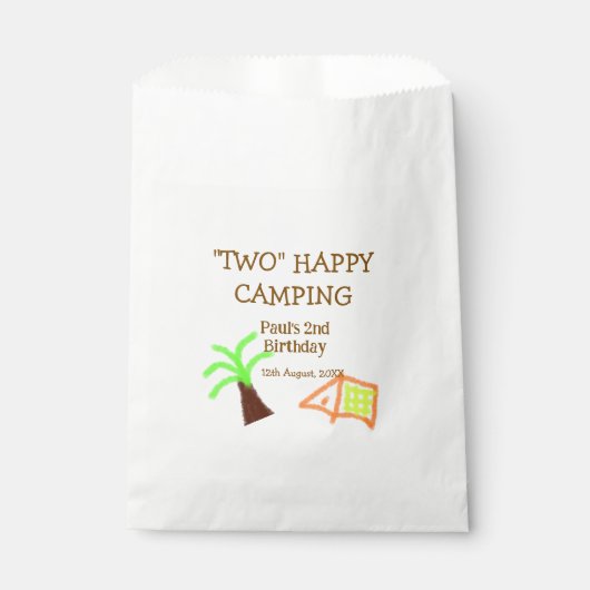 Two happy camping 2nd birthday tree camp kids bedankzakje (Voorkant)