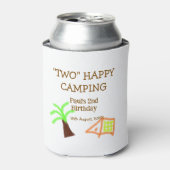 Two happy camping 2nd birthday tree camp kids blikjeskoeler (Blikje Voorkant)