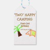 Two happy camping 2nd birthday tree camp kids cadeaulabel (Voorkant)