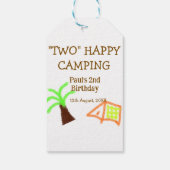 Two happy camping 2nd birthday tree camp kids cadeaulabel (Achterkant)