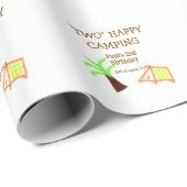 Two happy camping 2nd birthday tree camp kids cadeaupapier (Rol Hoek)