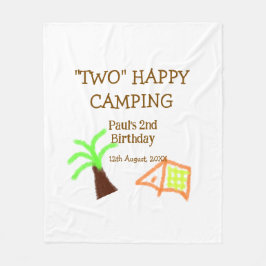Two happy camping 2nd birthday tree camp kids fleece deken