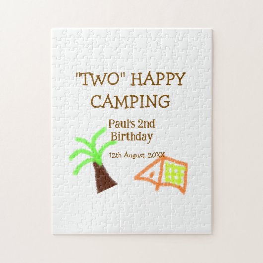 Two happy camping 2nd birthday tree camp kids legpuzzel (Verticaal)