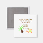 Two happy camping 2nd birthday tree camp kids magneet (Voorkant / Achterkant)