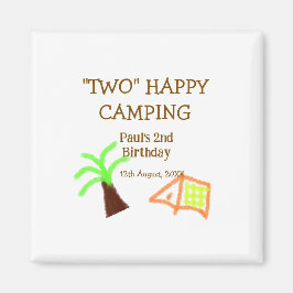 Two happy camping 2nd birthday tree camp kids magneet